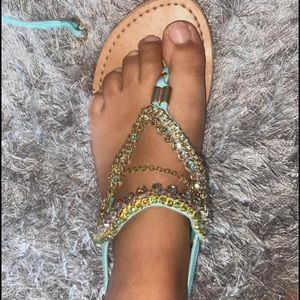 Blue gemstone sandals